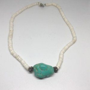 Turquoise and she'll beaded necklace